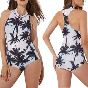 AONIHUA Coconut Palm Tree Swimsuit Bra Padded M